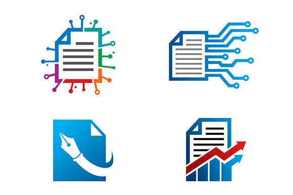 4 Modern Document Logo Symbols and Icons for Creative Projects