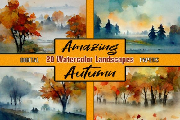 Amazing Autumn 20 Watercolor Landscapes: A Creative Resource for Artists and Designers