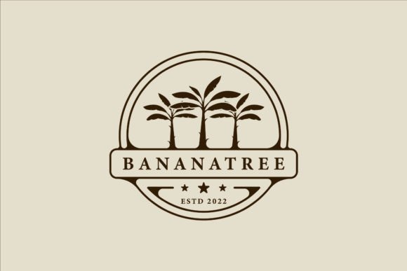 Banana Tree Emblem Logo Vector Vintage