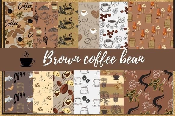 Brown Coffee Bean Digital Patterns