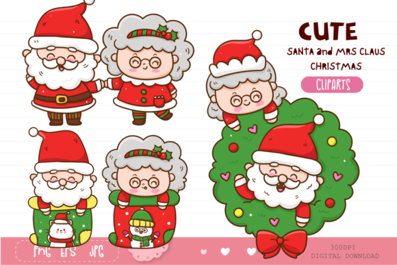 Cute Santa and Mrs Claus: A Festive Addition to Christmas Clipart Collections