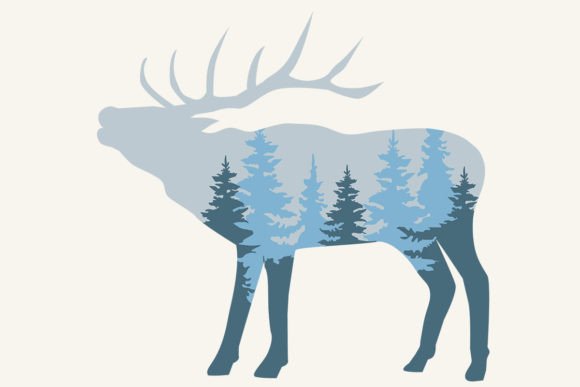 Elk with Forest: A Versatile Digital Clip Art for Creative and Professional Use
