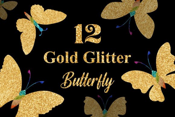 Gold Glitter Butterfly Set for Creative Projects and Design Applications