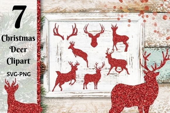 Red Glitter Christmas Deer Clipart: A Versatile Design Asset for Creative Projects