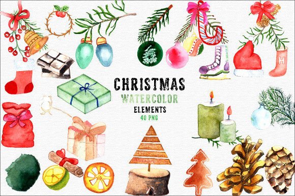 Watercolor Christmas Elements Clipart700: Elevating Your Holiday Design Projects