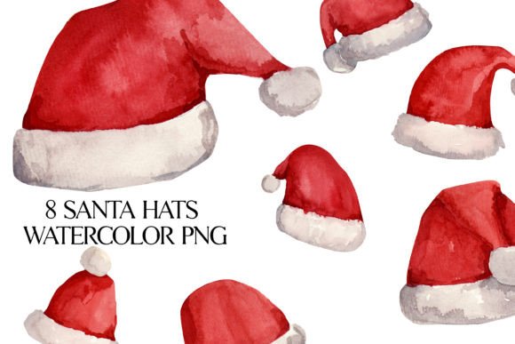 Watercolor Red Santa Claus Hats: A Versatile Design Element for Creative Projects